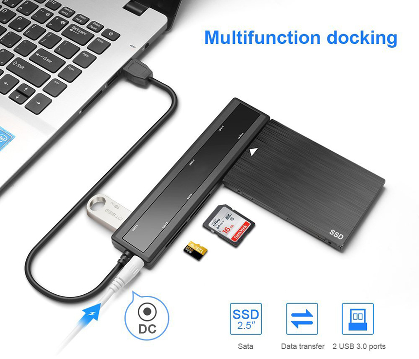 H867 All in One Card Reader Hub with SATA Converter